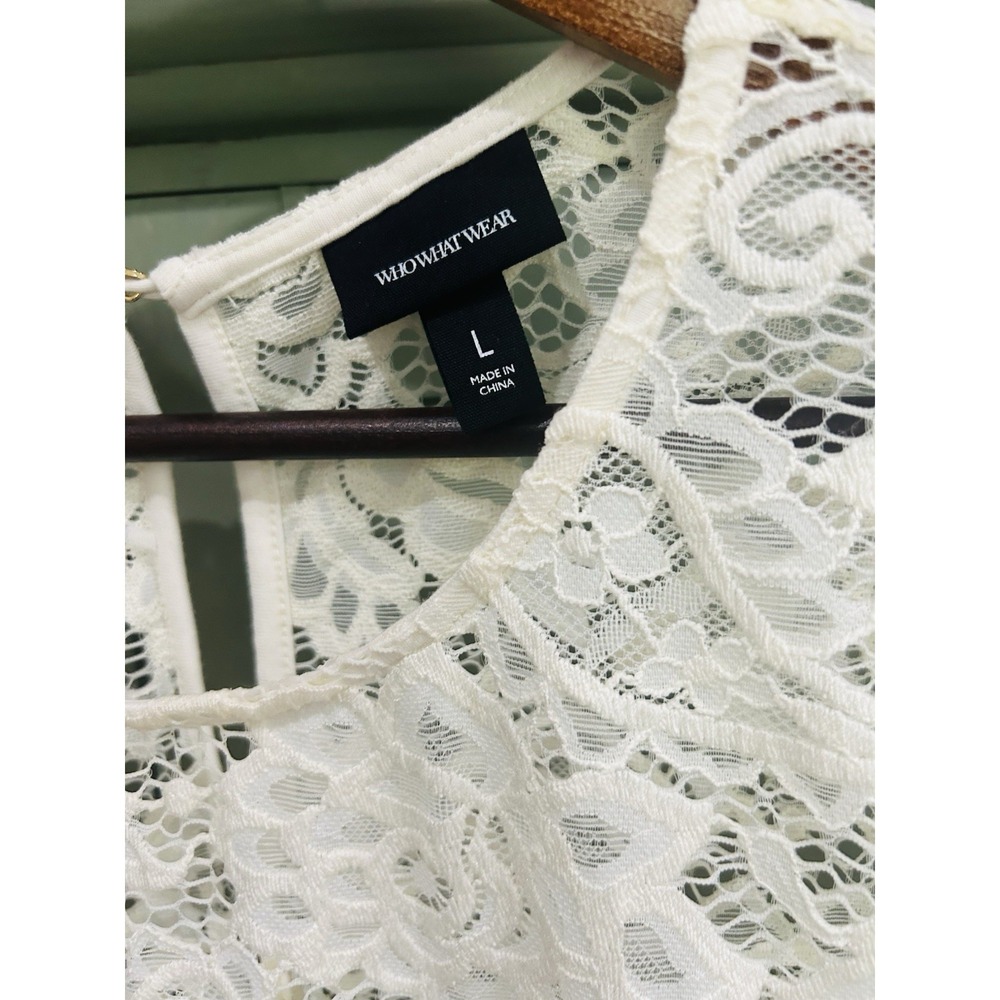 Womens Crochet Lace Sheer Overlay Top Size L Boho Romantic Coquette Festival Y2K - Picture 5 of 9